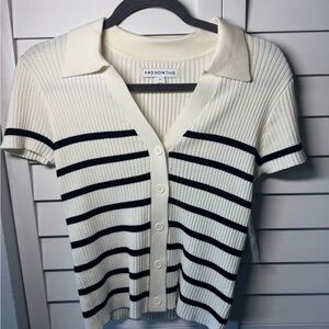 AND NOW THIS Striped Knit Polo Shirt